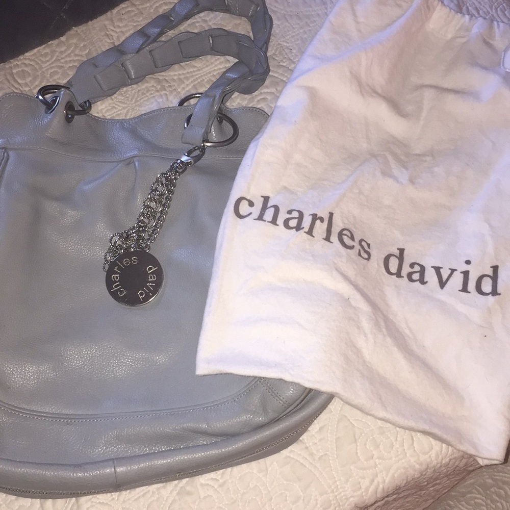 Grey Blue Leather Charles David Purse
